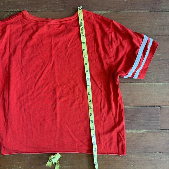 Vintage 90s LEVI’S Red Ringer Crop Top Stretch T Shirt Jersey Tee Grunge Y2K M - Picture 7 of 8